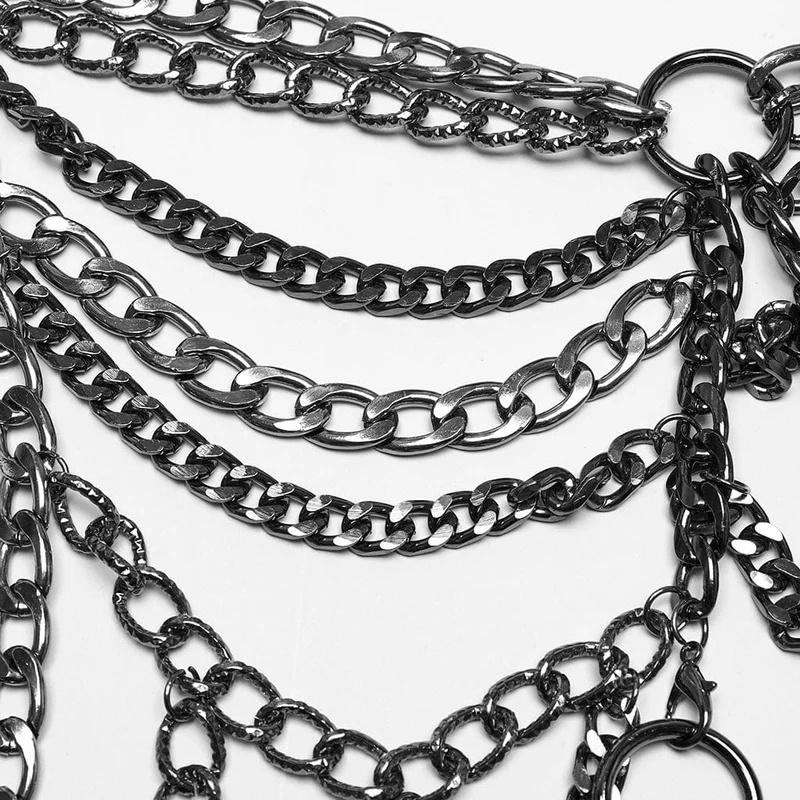Abnehmbarer Punk-Körperharnisch mit Kette für Damen