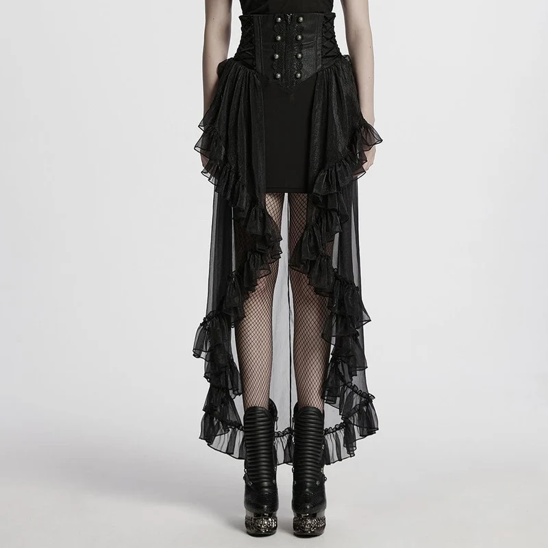 Gothic-Korsett mit Rüschen aus Chiffon für Damen