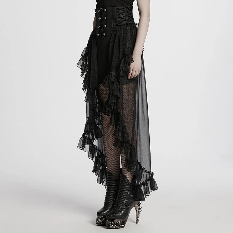 Gothic-Korsett mit Rüschen aus Chiffon für Damen