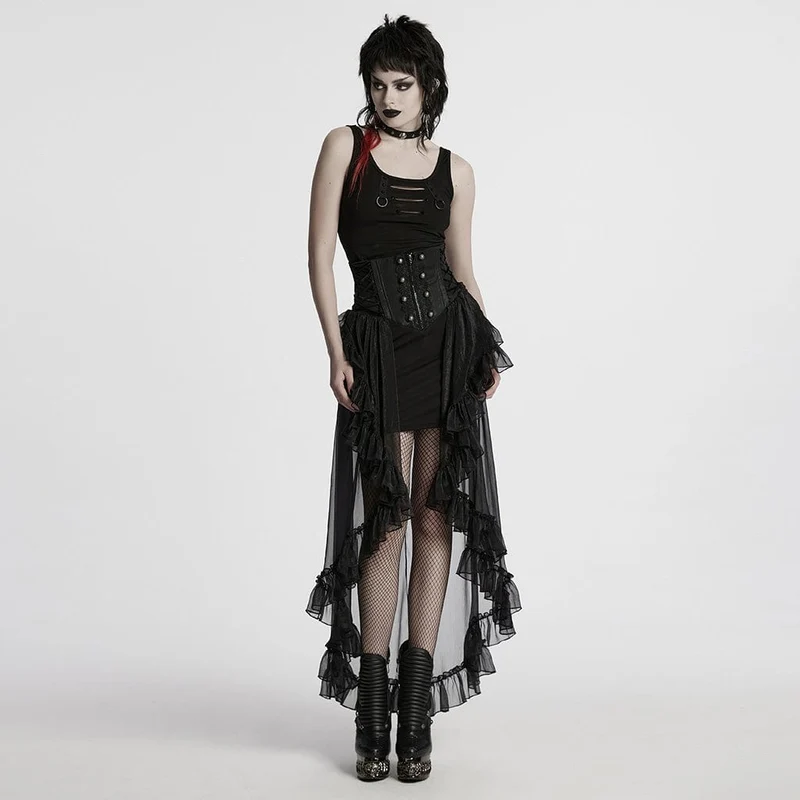 Gothic-Korsett mit Rüschen aus Chiffon für Damen