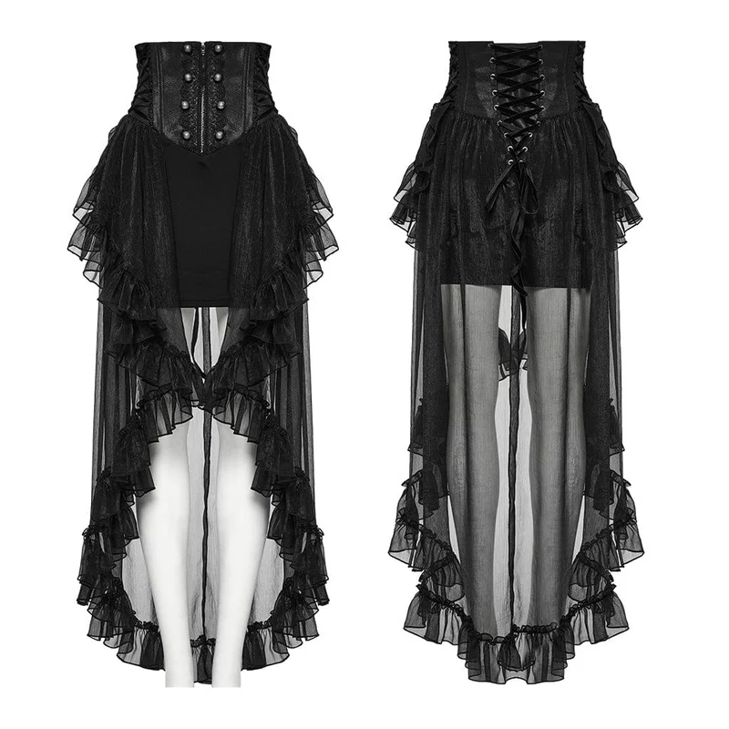 Gothic-Korsett mit Rüschen aus Chiffon für Damen