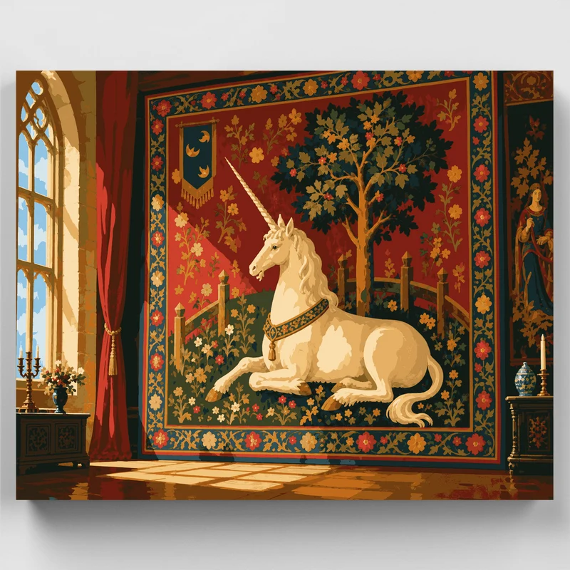 Medieval Unicorn Tapestry - Paint by Numbers Kit