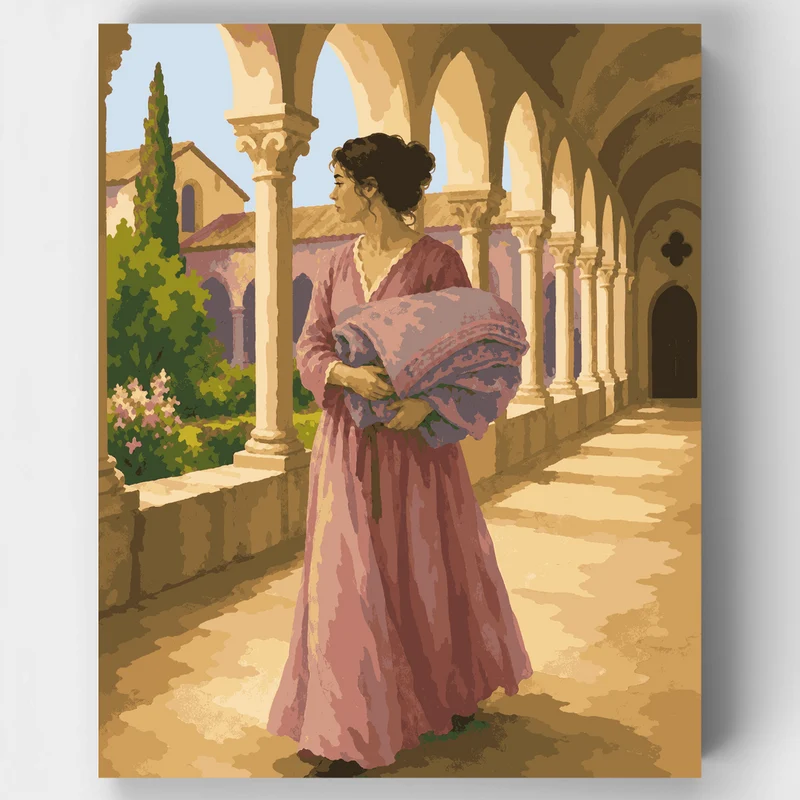 Cloister Courtyard Woman - Paint by Numbers Kit