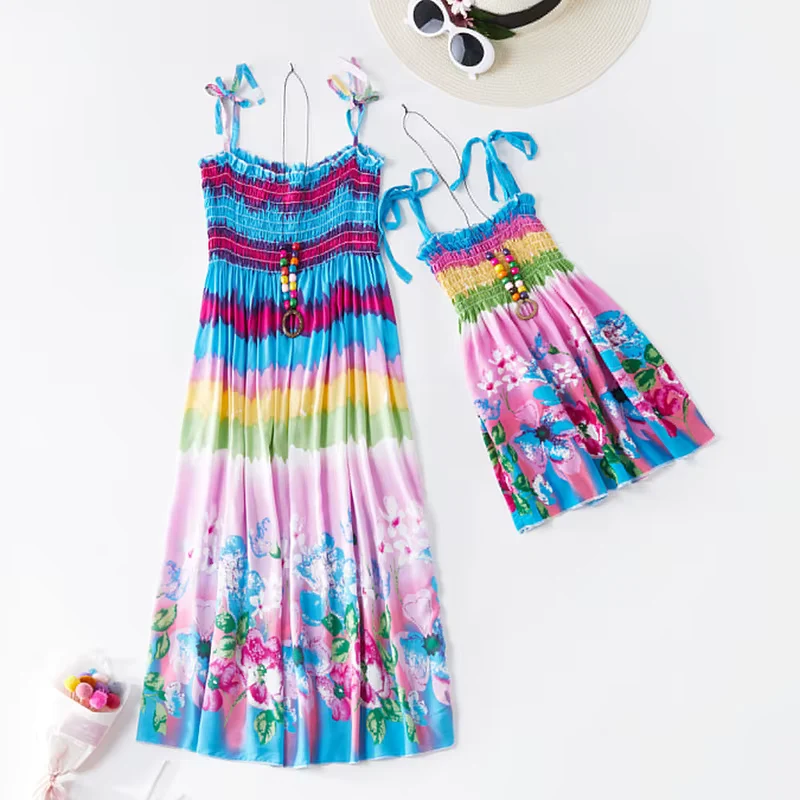 Mutter Tochter Kleid Blau