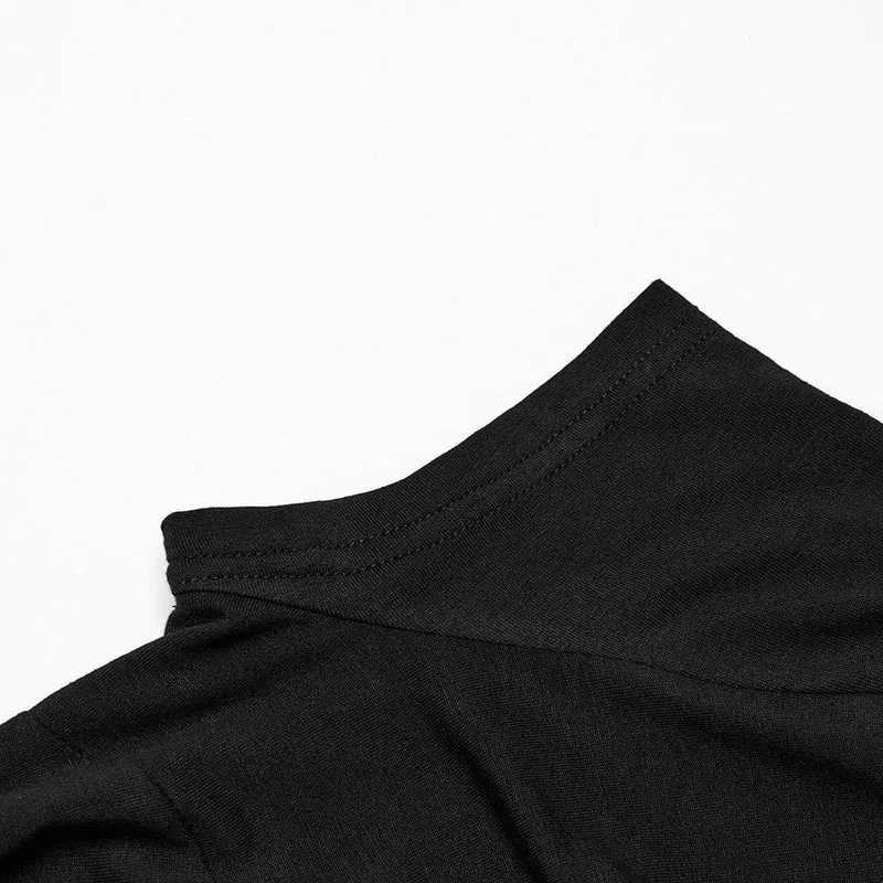 Gothic-T-Shirt mit tiefem Ausschnitt und Blumenstickerei für Damen