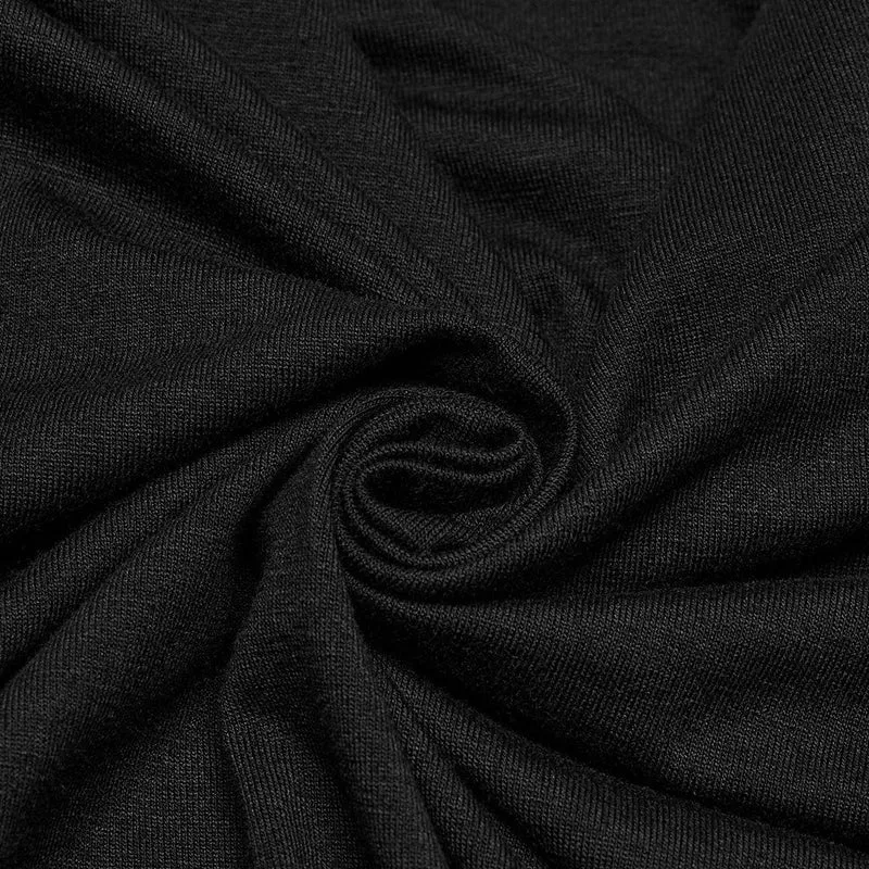 Gothic-T-Shirt mit tiefem Ausschnitt und Blumenstickerei für Damen