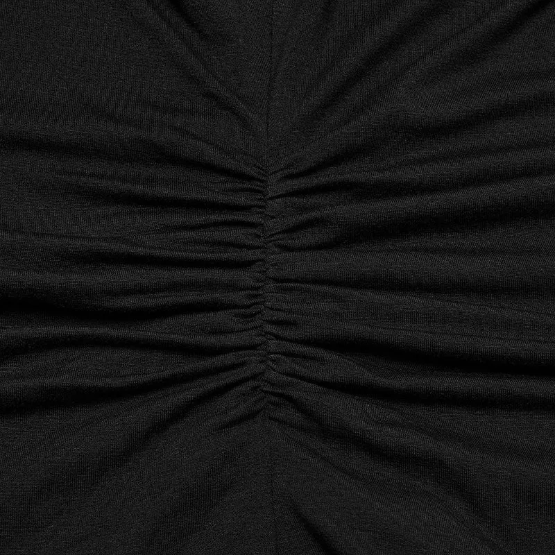 Gothic-T-Shirt mit tiefem Ausschnitt und Blumenstickerei für Damen