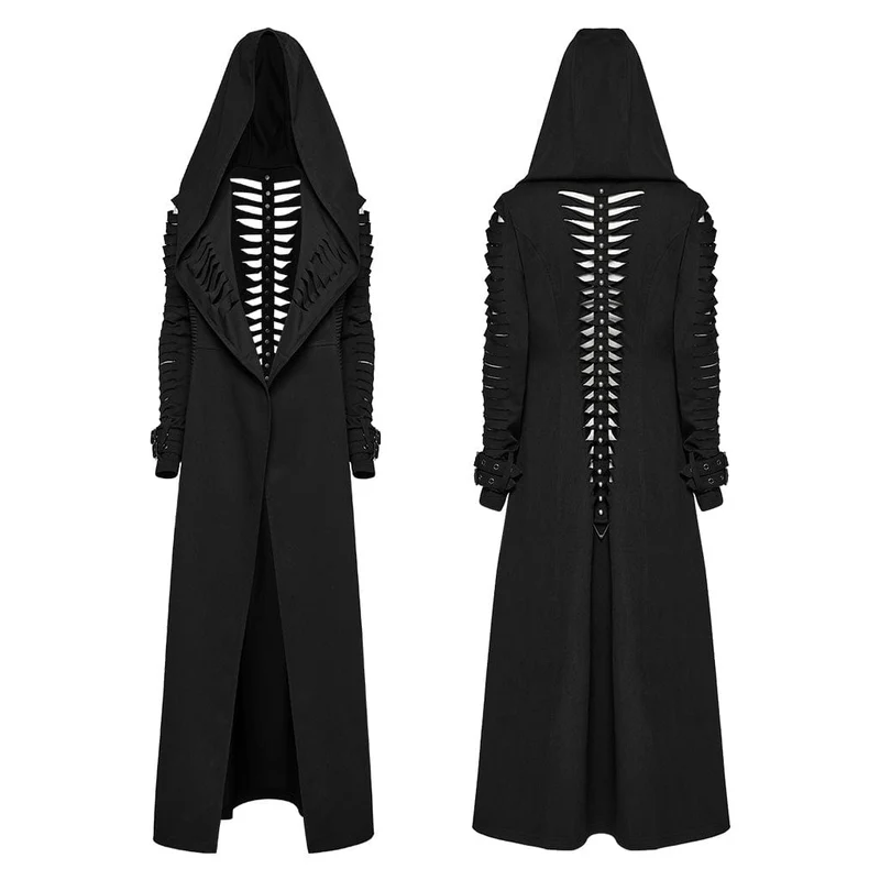 Damen Punk Buckle Ripped Coat mit Kapuze