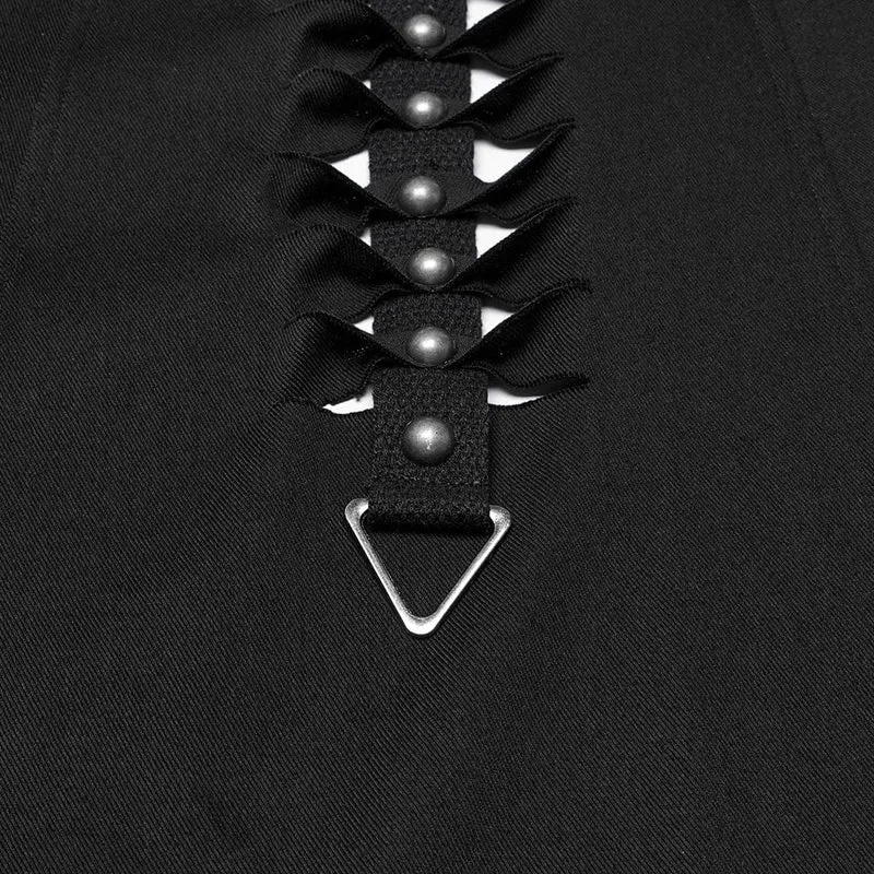 Damen Punk Buckle Ripped Coat mit Kapuze