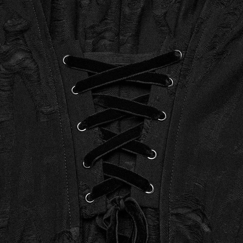 Gothic-Mantel aus zerrissenem Netzgewebe mit Kapuze für Damen