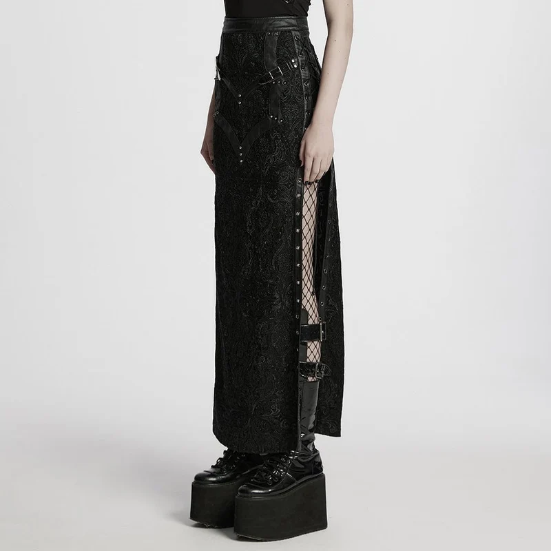 Gothic-Schnürrock mit Nietenprägung für Damen