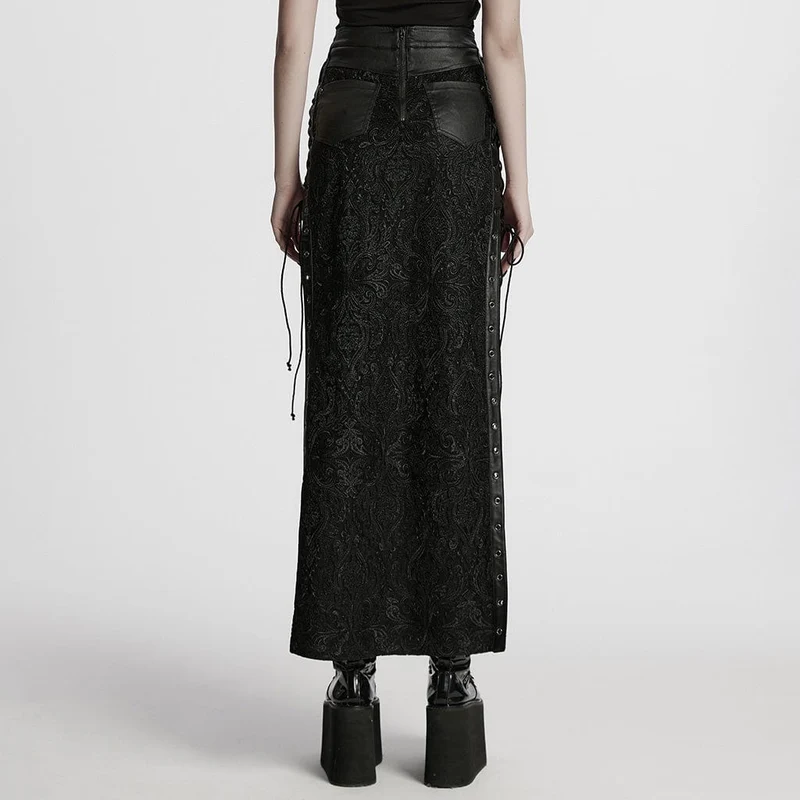 Gothic-Schnürrock mit Nietenprägung für Damen