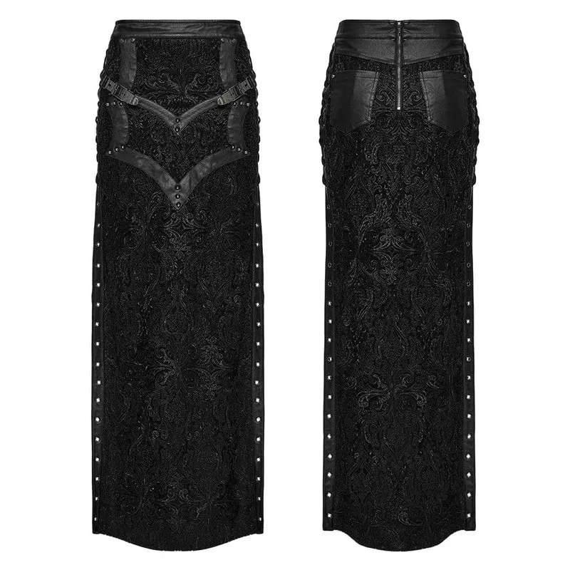 Gothic-Schnürrock mit Nietenprägung für Damen