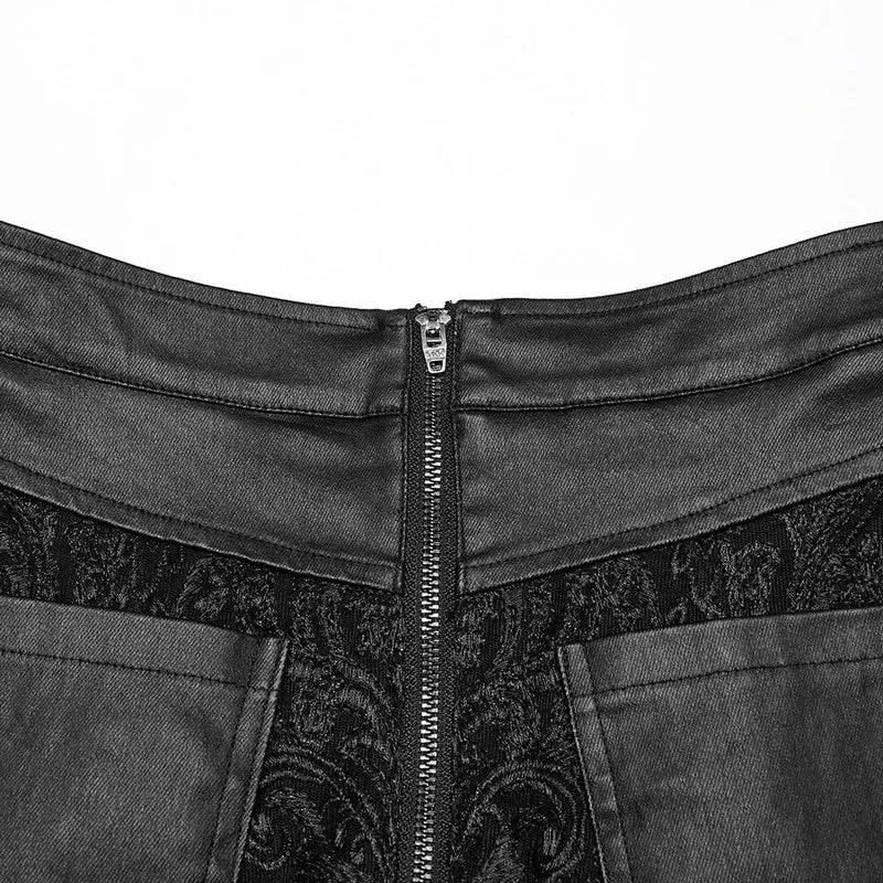 Gothic-Schnürrock mit Nietenprägung für Damen