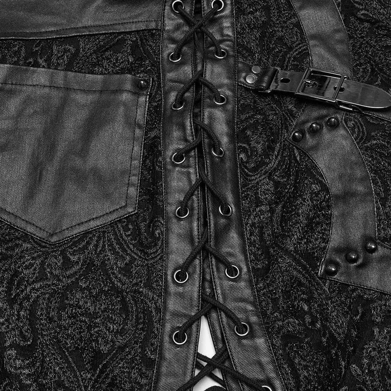 Gothic-Schnürrock mit Nietenprägung für Damen