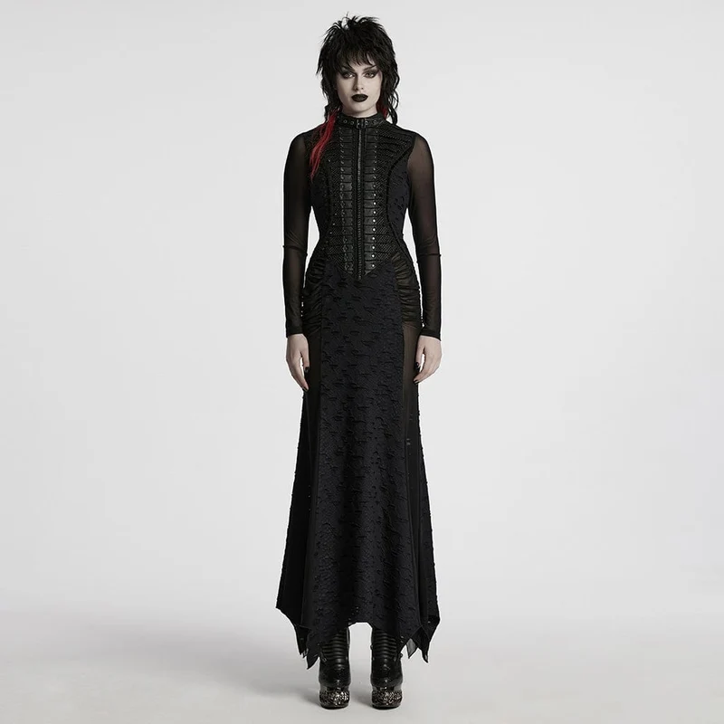 Punk-Brautkleid mit Rissen, Mesh-Einsätzen und Meerjungfrauenschnitt