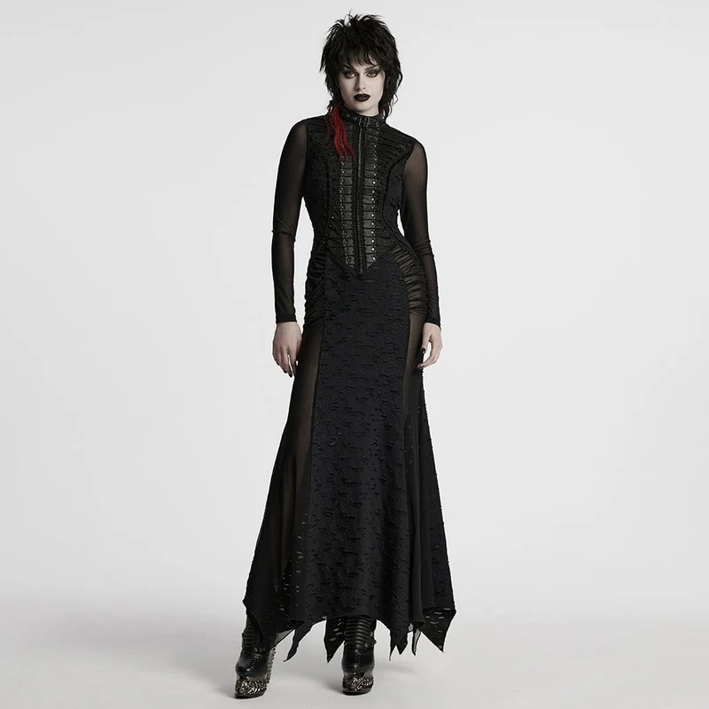 Punk-Brautkleid mit Rissen, Mesh-Einsätzen und Meerjungfrauenschnitt