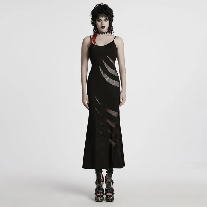 Damen Punk Mesh Splice Fishtail Honeymoon Slip Dress