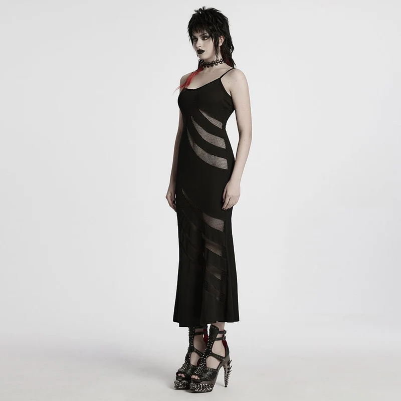 Damen Punk Mesh Splice Fishtail Honeymoon Slip Dress