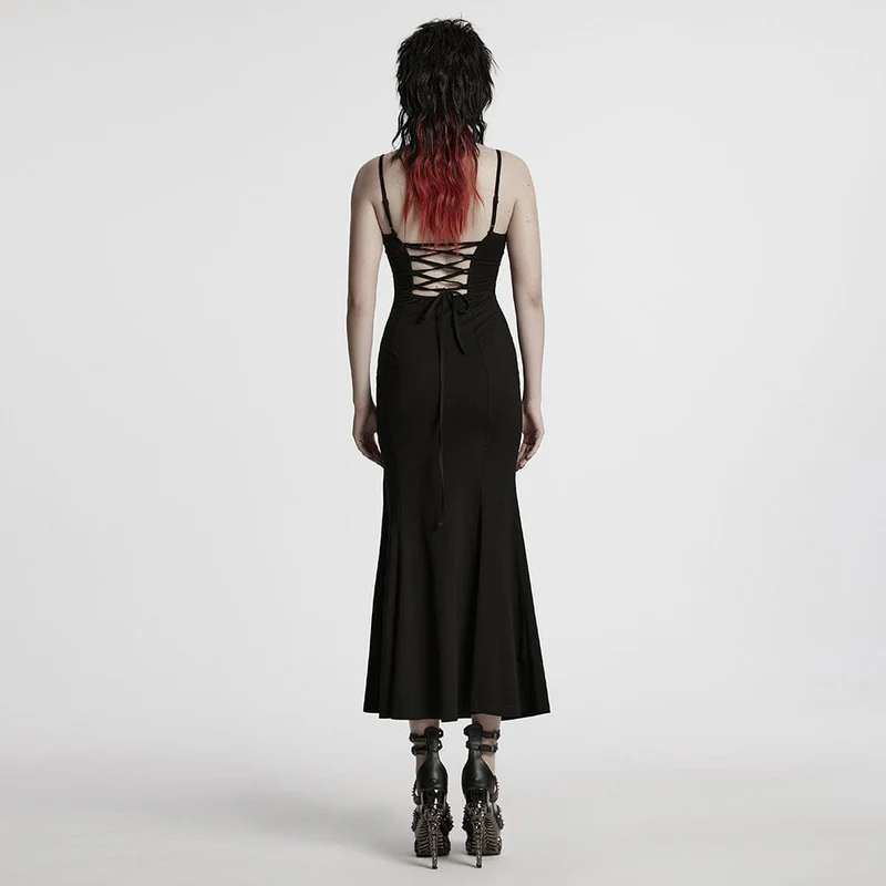 Damen Punk Mesh Splice Fishtail Honeymoon Slip Dress