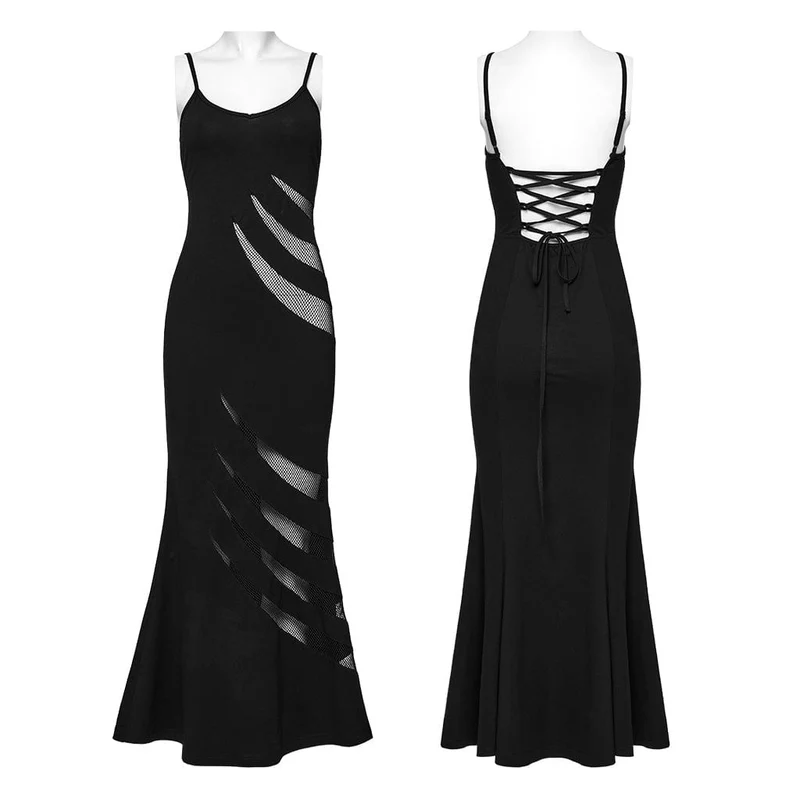 Damen Punk Mesh Splice Fishtail Honeymoon Slip Dress