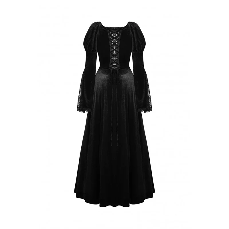 Gothic Brautkleid aus Samt mit Puffärmeln und Spitze im Damenstil