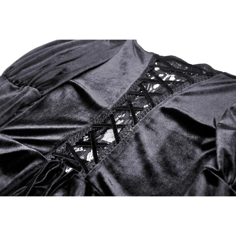 Gothic Brautkleid aus Samt mit Puffärmeln und Spitze im Damenstil