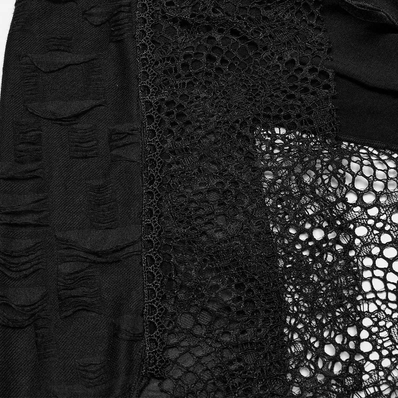 Gothic-Partykleid mit unregelmäßigen Rissen und Schnürung für Damen