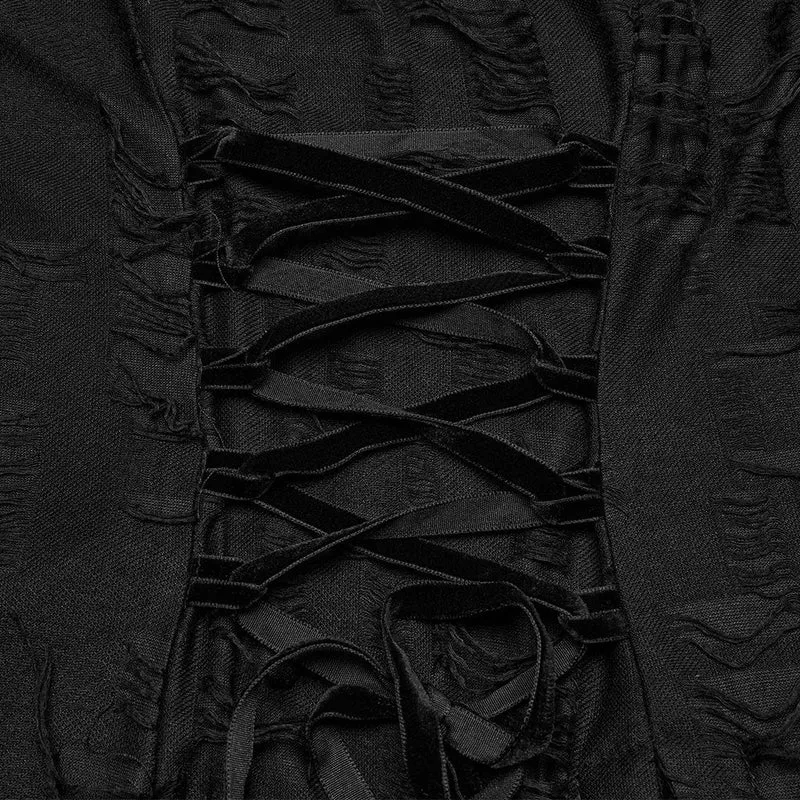 Gothic-Partykleid mit unregelmäßigen Rissen und Schnürung für Damen