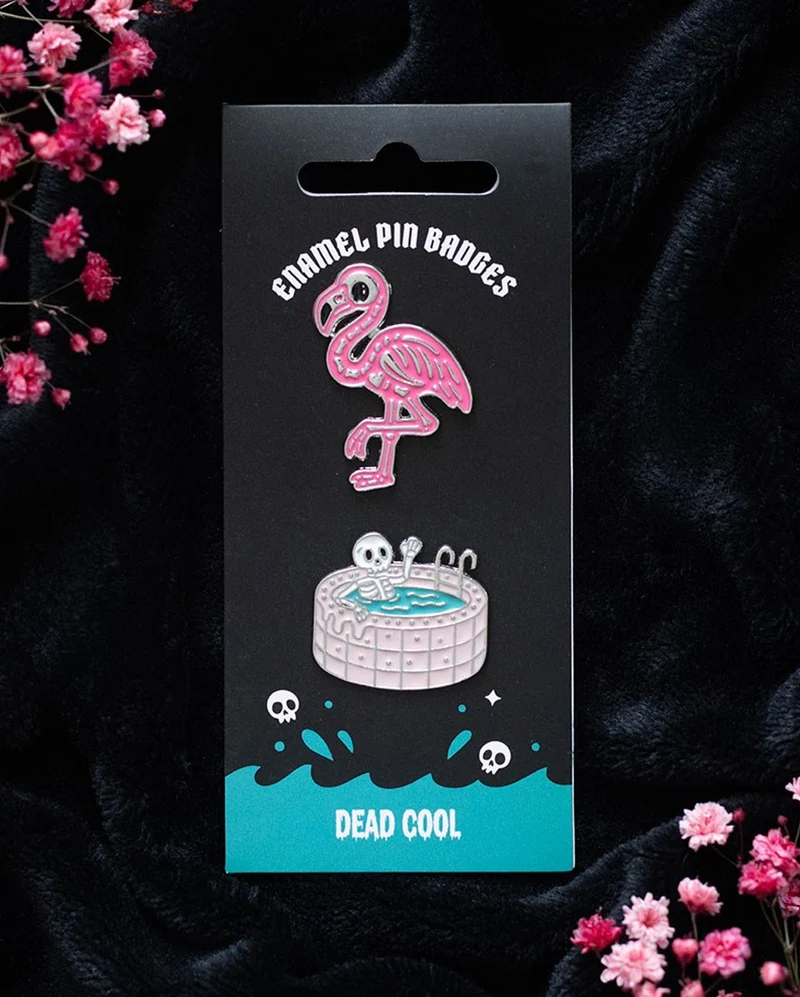 Flamingo & Dead Cool Skeleton Pins 2 St.