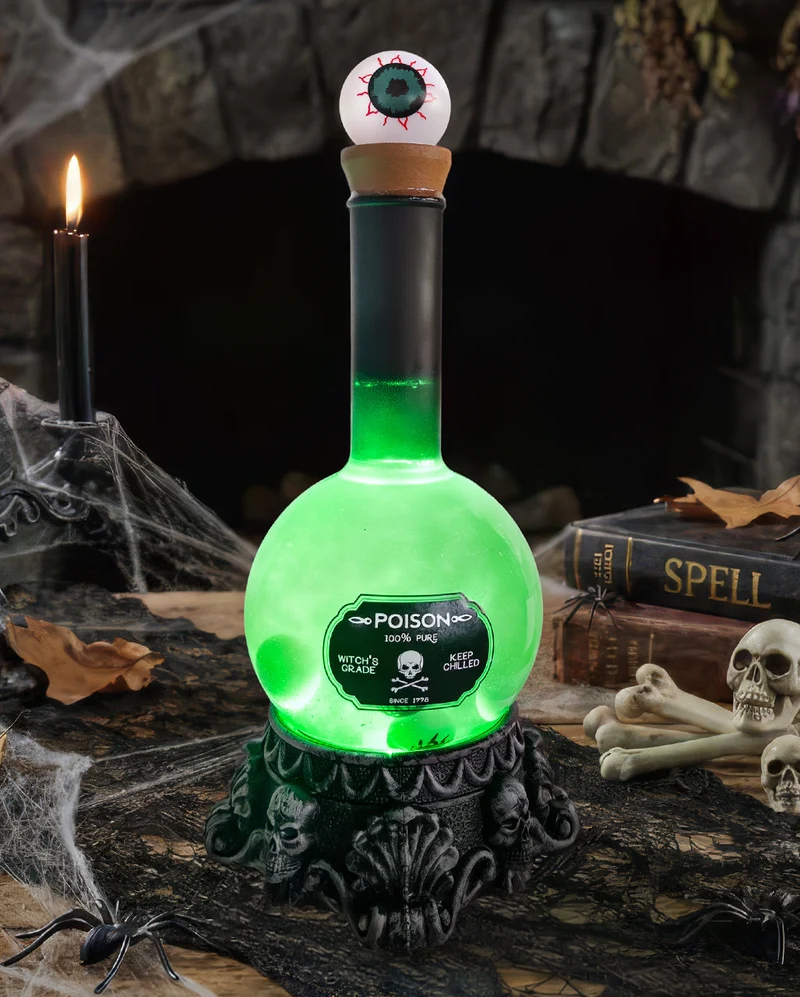 Zaubertrankflasche mit Augäpfel & Grünen LED`s 29cm