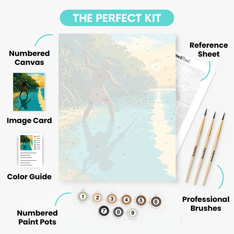 Spearfisher at Sunset - Paint by Numbers Kit