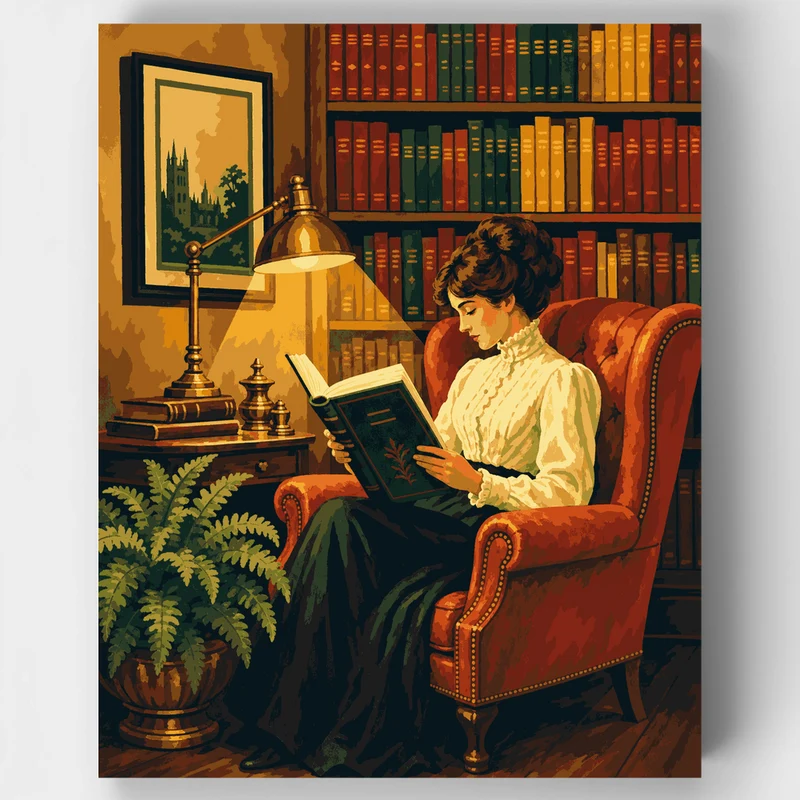Lady in Library - Paint by Numbers Kit