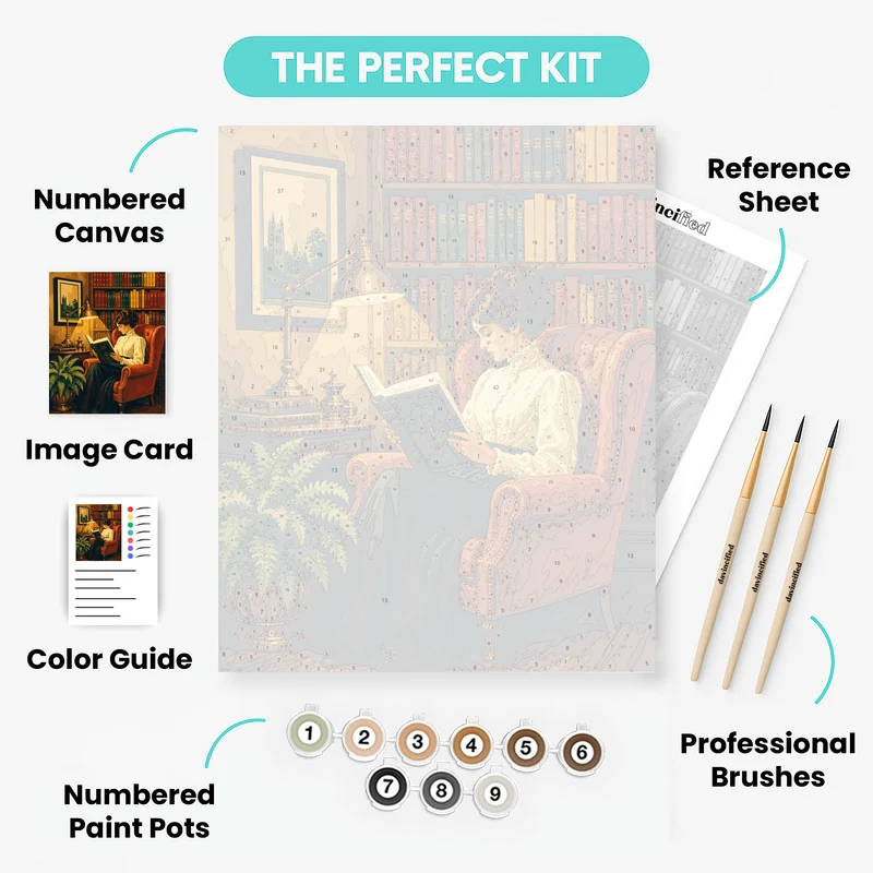 Lady in Library - Paint by Numbers Kit