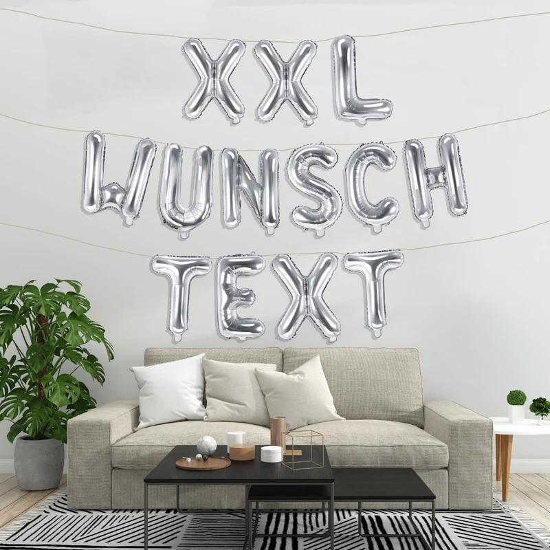 Dein Ballon-Wunschtext mit XXL-Folienballons Silber