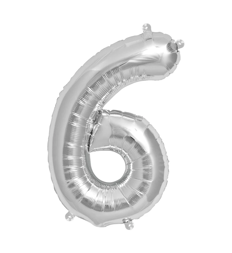 Zahlen Ballon 6 Silber