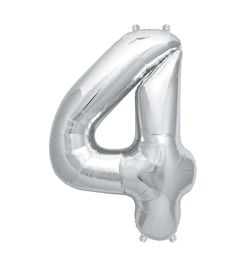 Zahlen Ballon 4 Silber