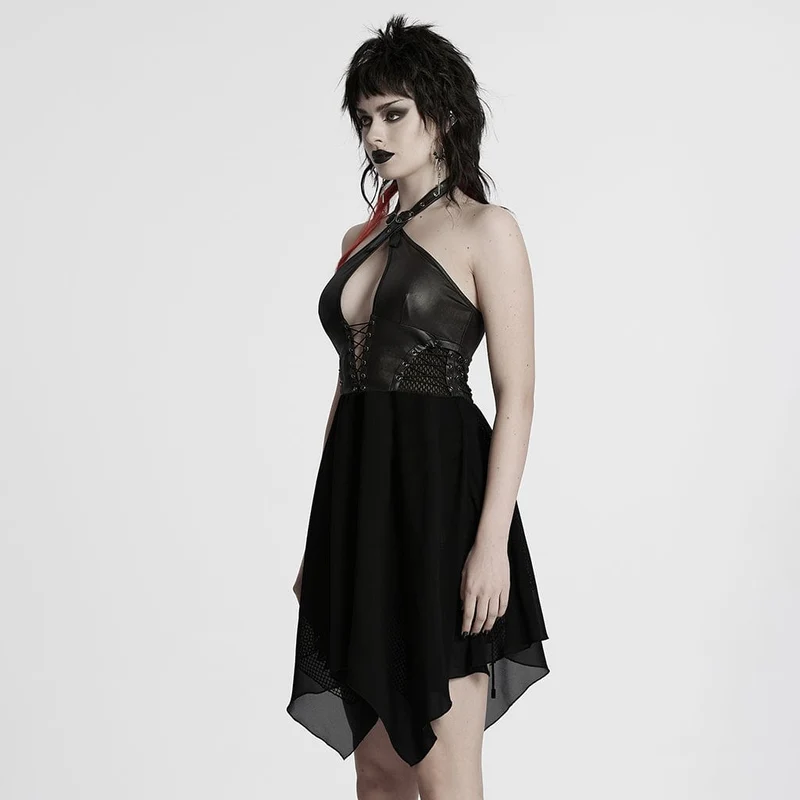 Punk-Partykleid mit unregelmäßigem tiefem Neckholder für Damen