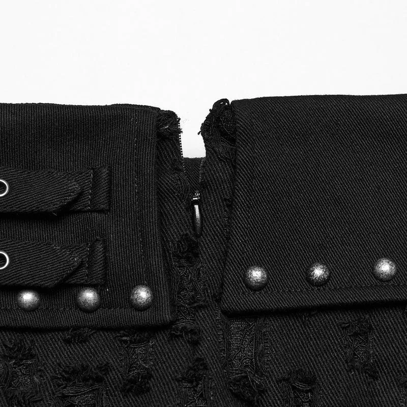 Zerrissener Jeansrock mit Punk-Nieten für Damen