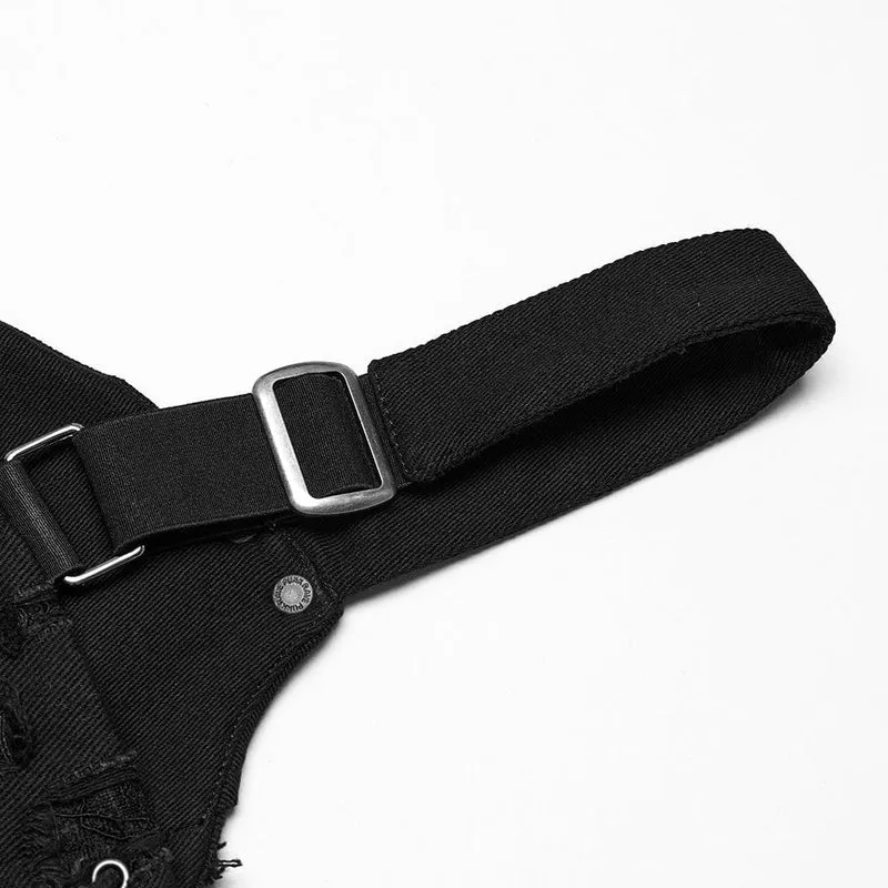 Zerrissenes Tanktop mit Punk-Nieten und Schnürung für Damen
