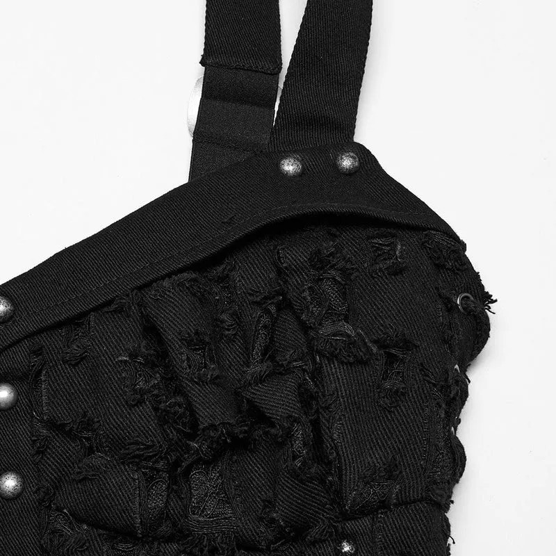 Zerrissenes Tanktop mit Punk-Nieten und Schnürung für Damen