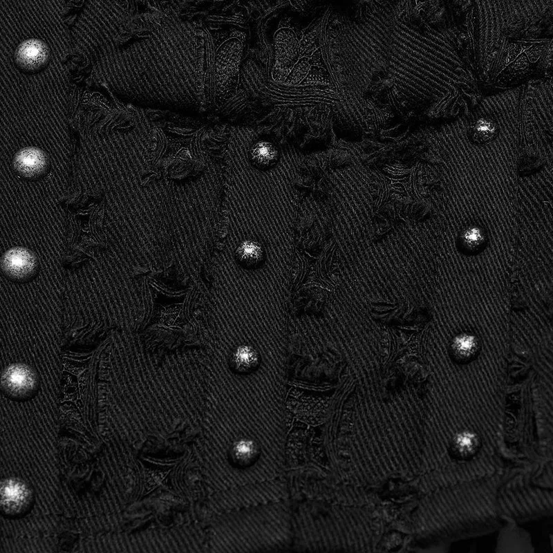 Zerrissenes Tanktop mit Punk-Nieten und Schnürung für Damen