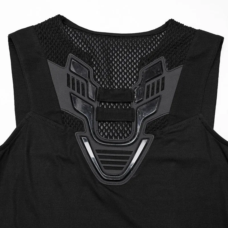 Cyberpunk-Tanktop mit tiefem Ausschnitt und Netzstoff für Damen