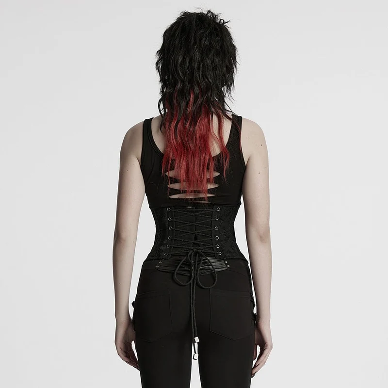Punk-Unterbrustkorsett mit verflochtener Schnalle und Schnürung für Damen