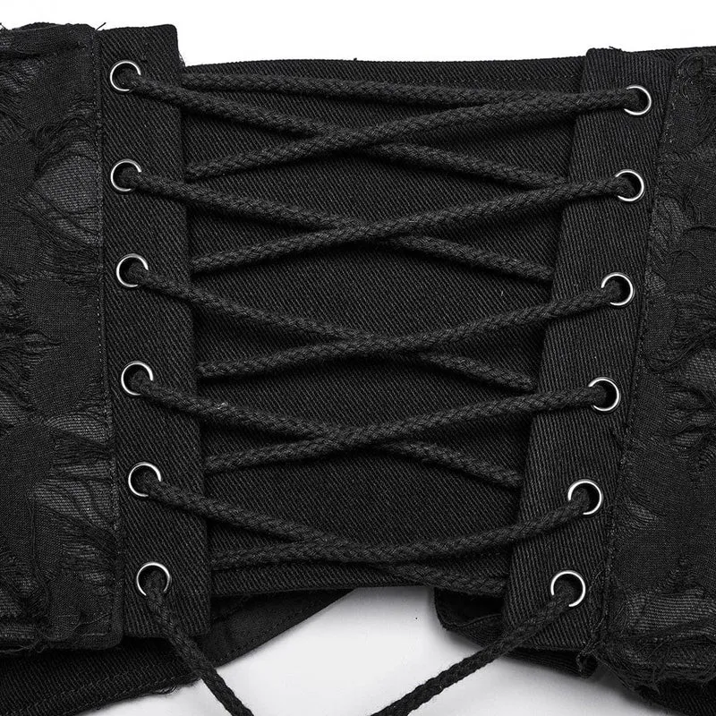 Punk-Unterbrustkorsett mit verflochtener Schnalle und Schnürung für Damen