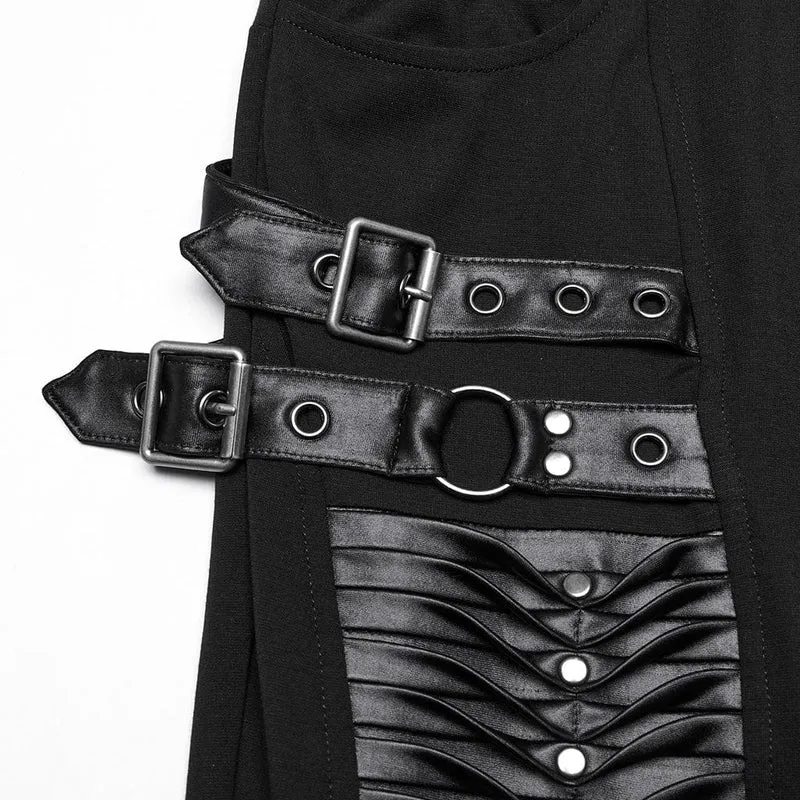 Damen-Leggings mit Punk-Schnallenriemen und Falten