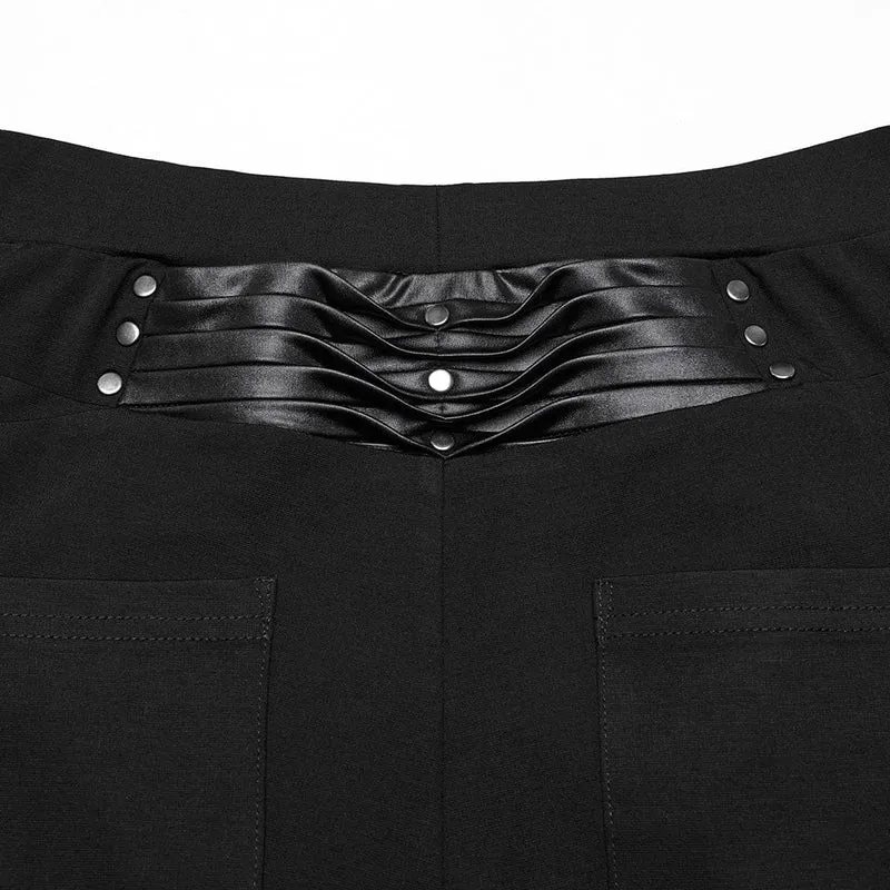 Damen-Leggings mit Punk-Schnallenriemen und Falten
