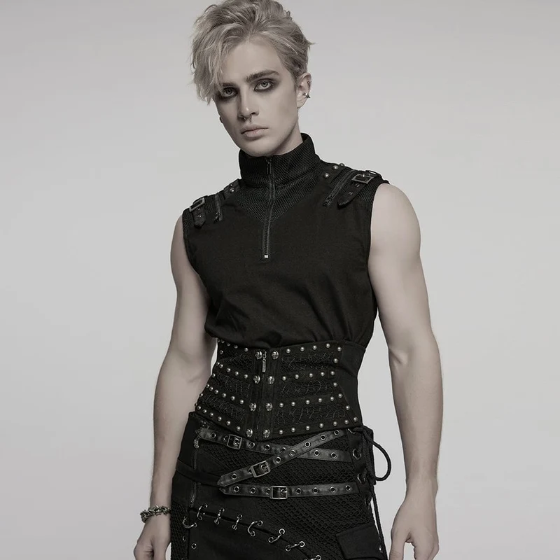 Punk Skull Mesh Splice Schnürgürtel für Herren
