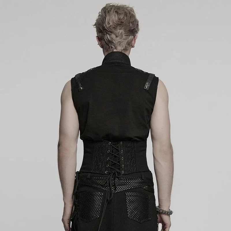 Punk Skull Mesh Splice Schnürgürtel für Herren
