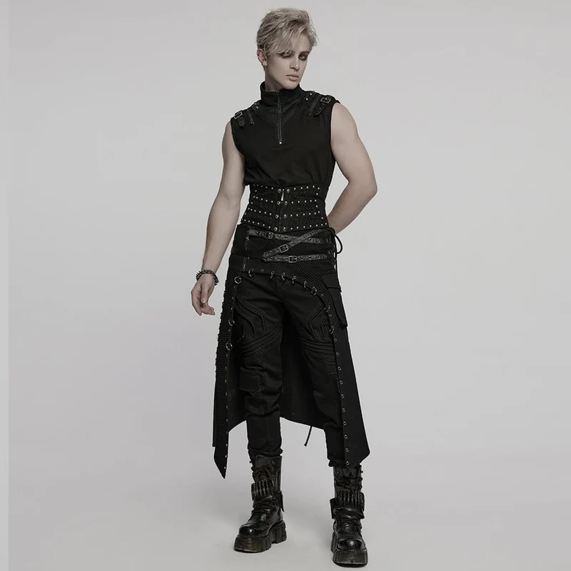 Punk Skull Mesh Splice Schnürgürtel für Herren